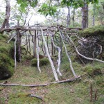 The framework goes up - all oak, interlocked to support one another. No cordage was used at all. The framework goes up - all oak, interlocked to support one another. No cordage was used at all.